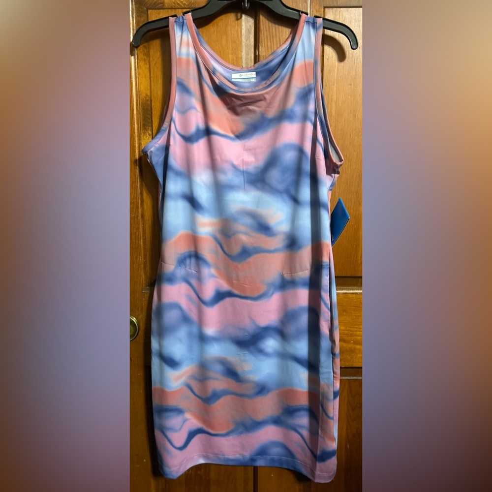NWT COLUMBIA Chill River Multicolor Sleeveless Dress w/ Pockets Size Large NEW!